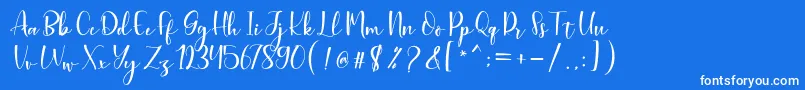 Fonte Aleysia Script – fontes brancas em um fundo azul