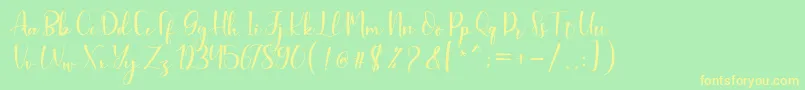 Aleysia Script Font – Yellow Fonts on Green Background