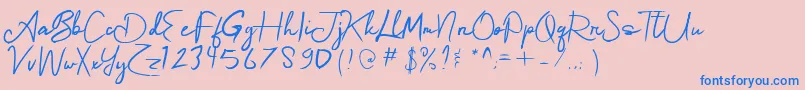 alfa deta demo-Schriftart – Blaue Schriften auf rosa Hintergrund