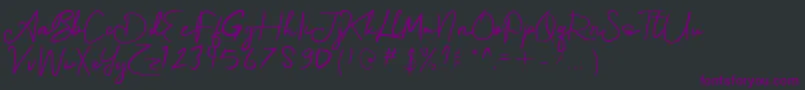 alfa deta demo-fontti – violetit fontit mustalla taustalla