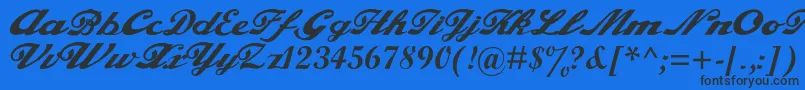alfaowner com script-Schriftart – Schwarze Schriften auf blauem Hintergrund