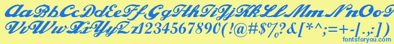 alfaowner com script Font – Blue Fonts on Yellow Background