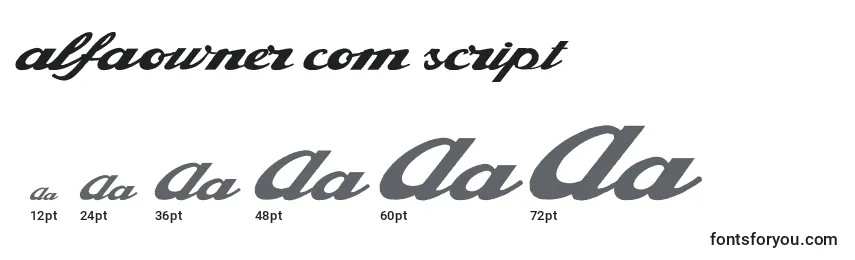 Größen der Schriftart Alfaowner com script