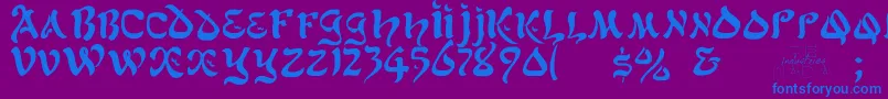AlfredDrake Font – Blue Fonts on Purple Background