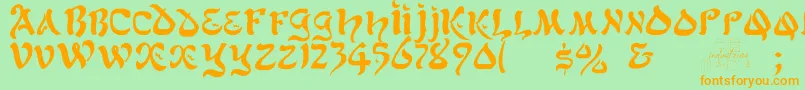 AlfredDrake-Schriftart – Orangefarbene Schriften auf grünem Hintergrund