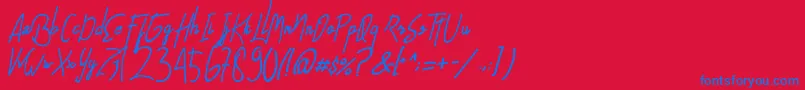 AlfridaSignature Font – Blue Fonts on Red Background