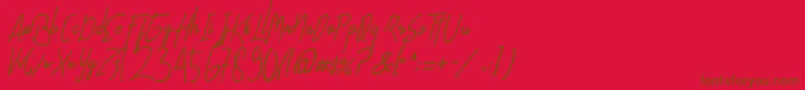 AlfridaSignature Font – Brown Fonts on Red Background