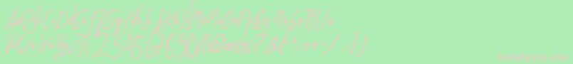 AlfridaSignature-Schriftart – Rosa Schriften auf grünem Hintergrund