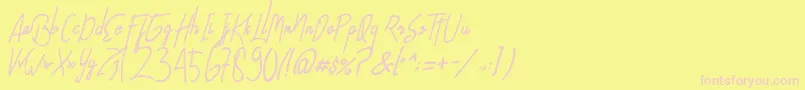 AlfridaSignature-Schriftart – Rosa Schriften auf gelbem Hintergrund