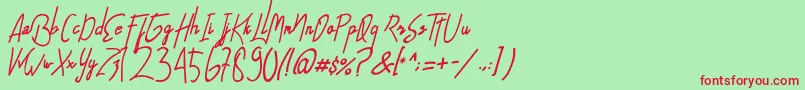 AlfridaSignature Font – Red Fonts on Green Background