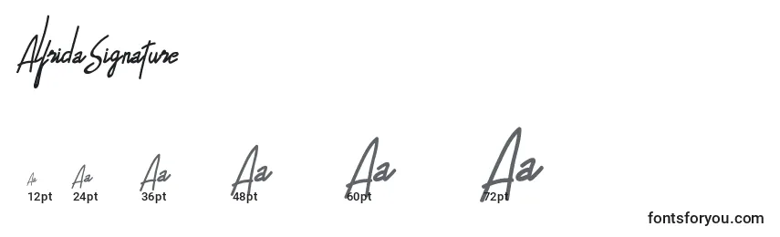 AlfridaSignature Font Sizes