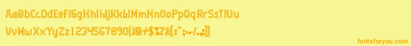 フォントAlgorithma – オレンジの文字が黄色の背景にあります。