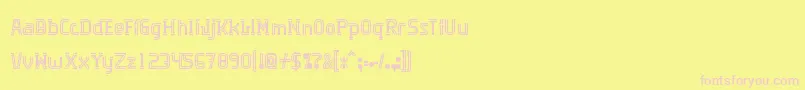 Algorithma-fontti – vaaleanpunaiset fontit keltaisella taustalla