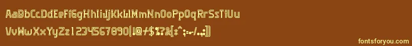 Algorithma-fontti – keltaiset fontit ruskealla taustalla