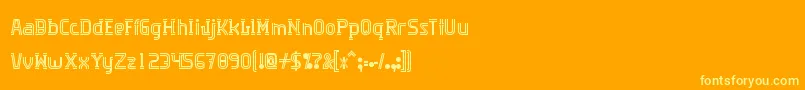 Algorithma-fontti – keltaiset fontit oranssilla taustalla