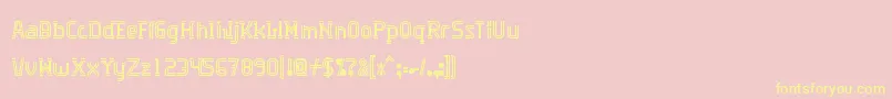 Algorithma-fontti – keltaiset fontit vaaleanpunaisella taustalla