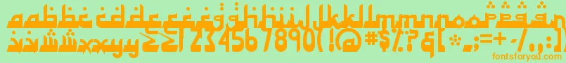 フォントALHAD    – オレンジの文字が緑の背景にあります。