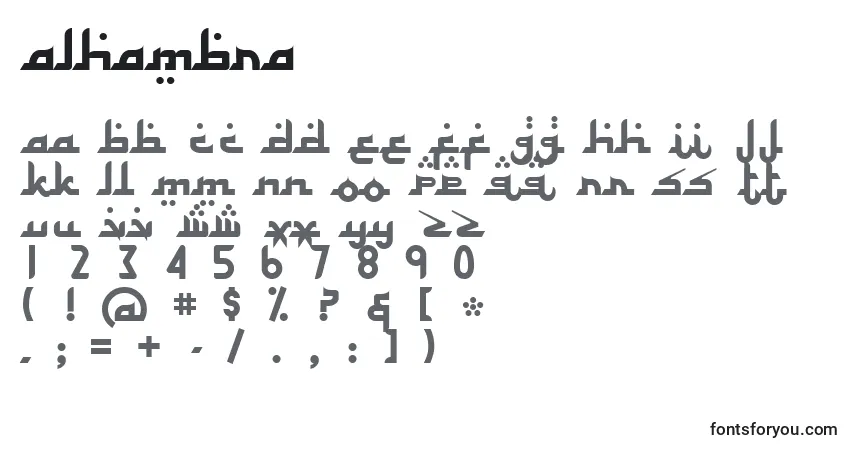 A fonte ALHAMBRA (119091) – alfabeto, números, caracteres especiais