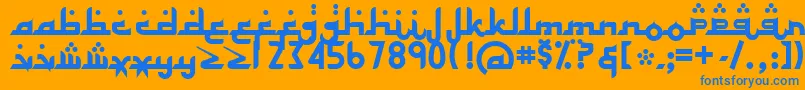 フォントALHAMBRA – オレンジの背景に青い文字