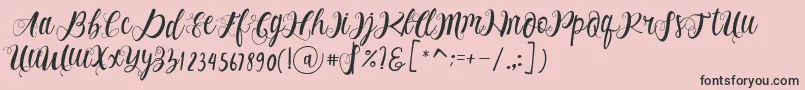 フォントAlhenya Script – ピンクの背景に黒い文字