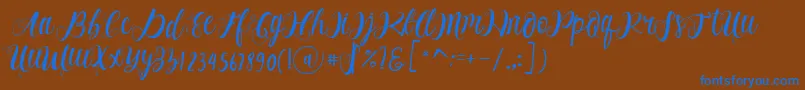 Czcionka Alhenya Script – niebieskie czcionki na brązowym tle