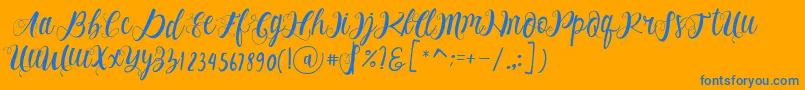 Alhenya Script Font – Blue Fonts on Orange Background