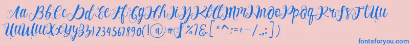 Fonte Alhenya Script – fontes azuis em um fundo rosa