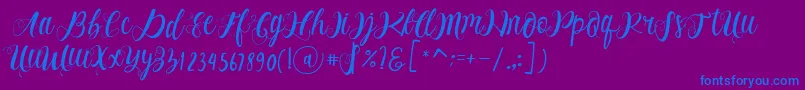 Alhenya Script Font – Blue Fonts on Purple Background