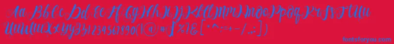 Alhenya Script Font – Blue Fonts on Red Background