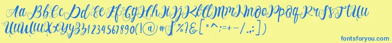 Alhenya Script Font – Blue Fonts on Yellow Background