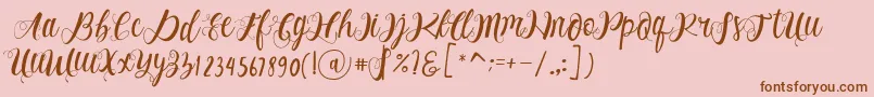 フォントAlhenya Script – ピンクの背景に茶色のフォント