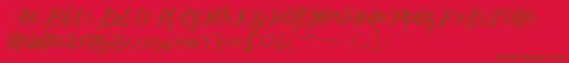 Alhenya Script Font – Brown Fonts on Red Background