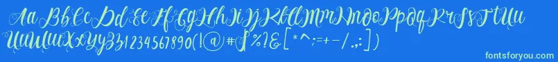 Alhenya Script Font – Green Fonts on Blue Background