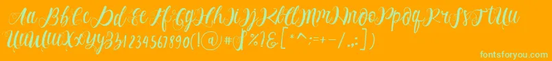 フォントAlhenya Script – オレンジの背景に緑のフォント