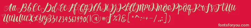 Alhenya Script Font – Green Fonts on Red Background