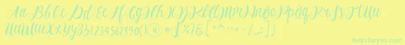 Alhenya Script Font – Green Fonts on Yellow Background