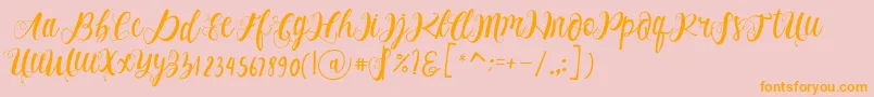 Fonte Alhenya Script – fontes laranjas em um fundo rosa