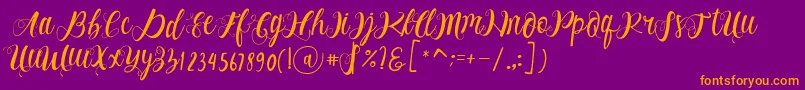 Fonte Alhenya Script – fontes laranjas em um fundo violeta