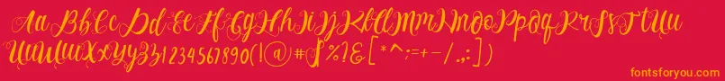 Alhenya Script-Schriftart – Orangefarbene Schriften auf rotem Hintergrund