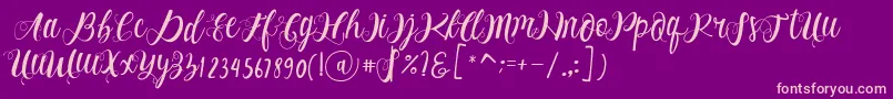 Fonte Alhenya Script – fontes rosa em um fundo violeta