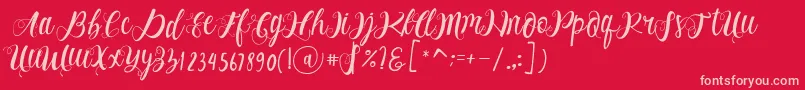 フォントAlhenya Script – 赤い背景にピンクのフォント