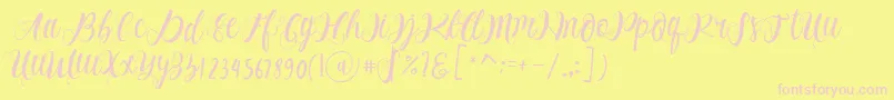 Alhenya Script Font – Pink Fonts on Yellow Background