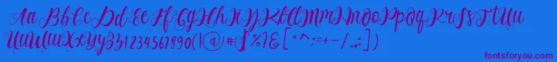 Fonte Alhenya Script – fontes roxas em um fundo azul