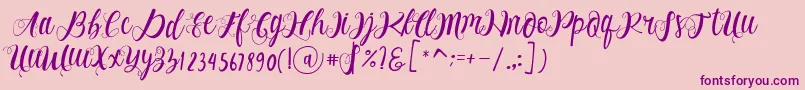 フォントAlhenya Script – ピンクの背景に紫のフォント