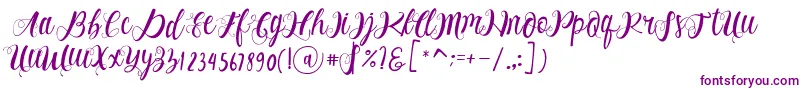 Alhenya Script-fontti – violetit fontit valkoisella taustalla