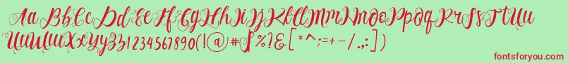 Alhenya Script Font – Red Fonts on Green Background