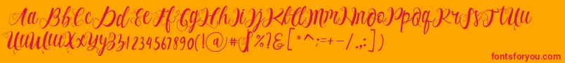 Czcionka Alhenya Script – czerwone czcionki na pomarańczowym tle