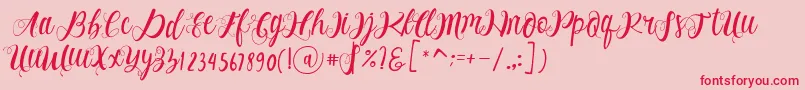 Alhenya Script-Schriftart – Rote Schriften auf rosa Hintergrund