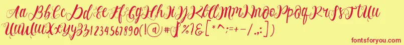 Alhenya Script Font – Red Fonts on Yellow Background