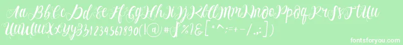 フォントAlhenya Script – 緑の背景に白い文字